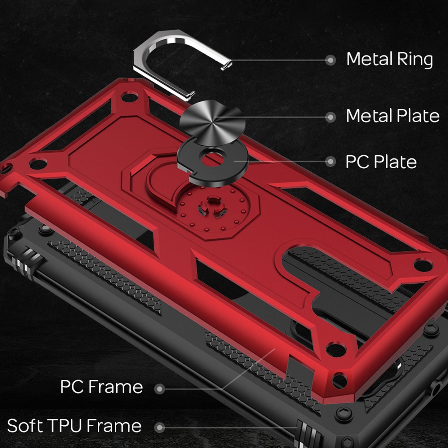 NALIA Ring Handy Hülle für Xiaomi Redmi 9, Schutz Cover mit 360° Finger Halter