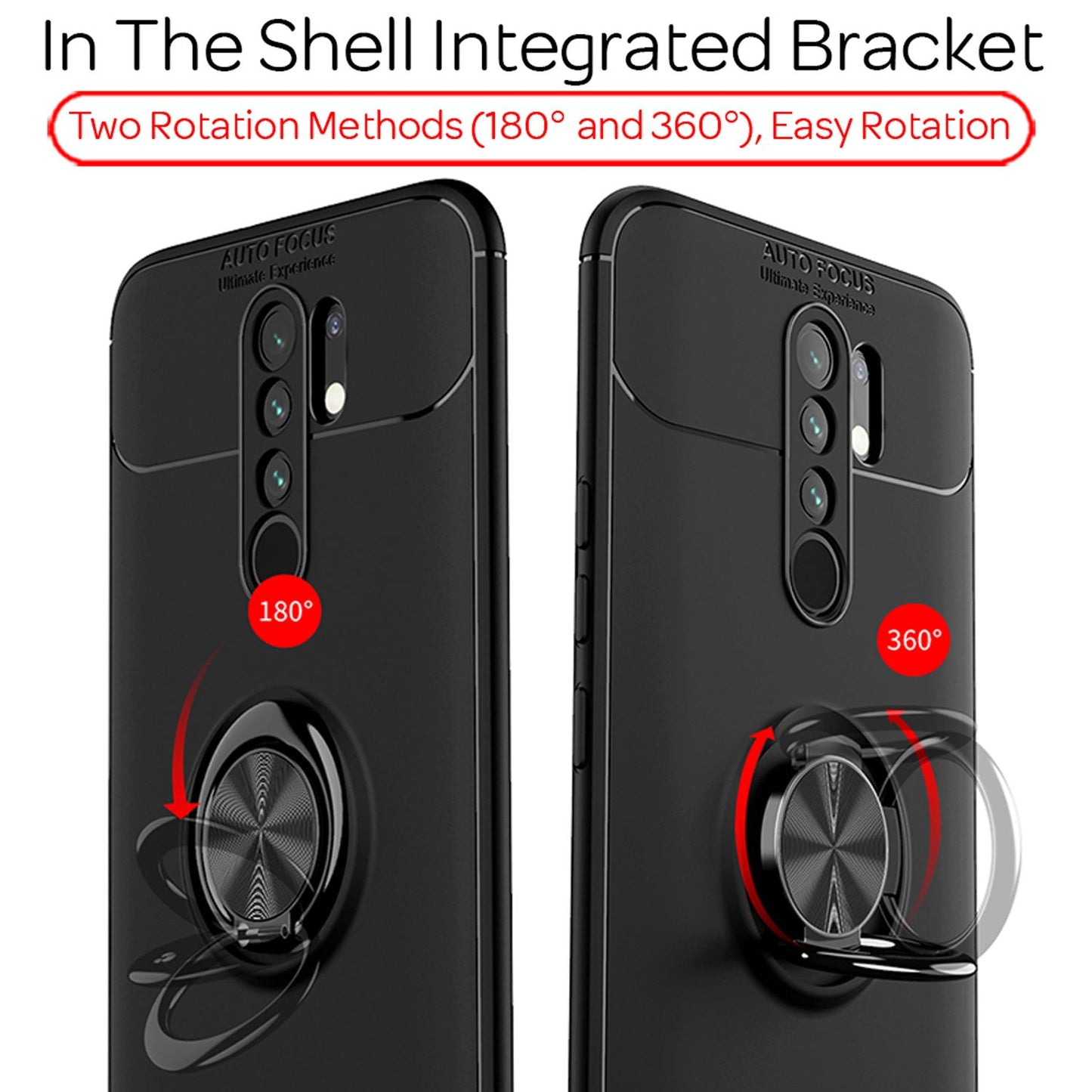 NALIA Ring Handy Hülle für Xiaomi Redmi 9, Silikon Case Cover mit Finger Halter