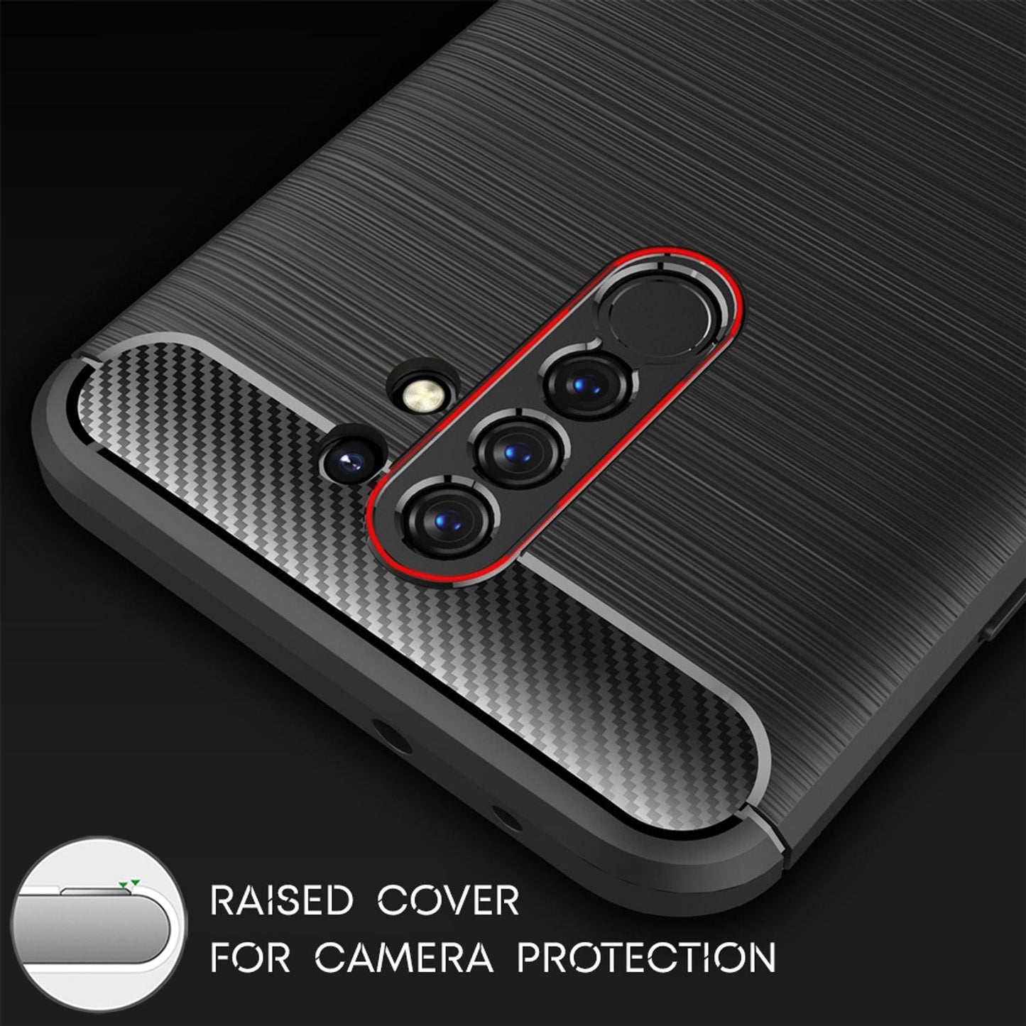 NALIA Handy Hülle für Xiaomi Redmi 9, Carbon Look Silikon Schutz Case Cover TPU