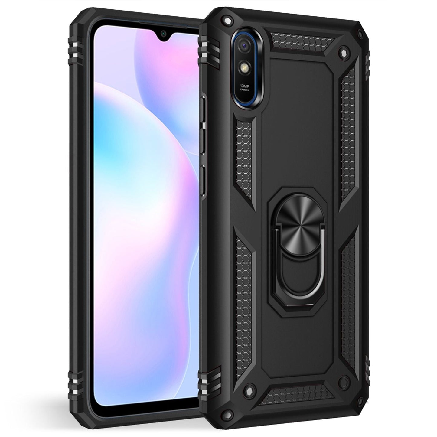 NALIA Ring Handy Hülle für Xiaomi Redmi 9A, Case für magnetische KFZ Halterung