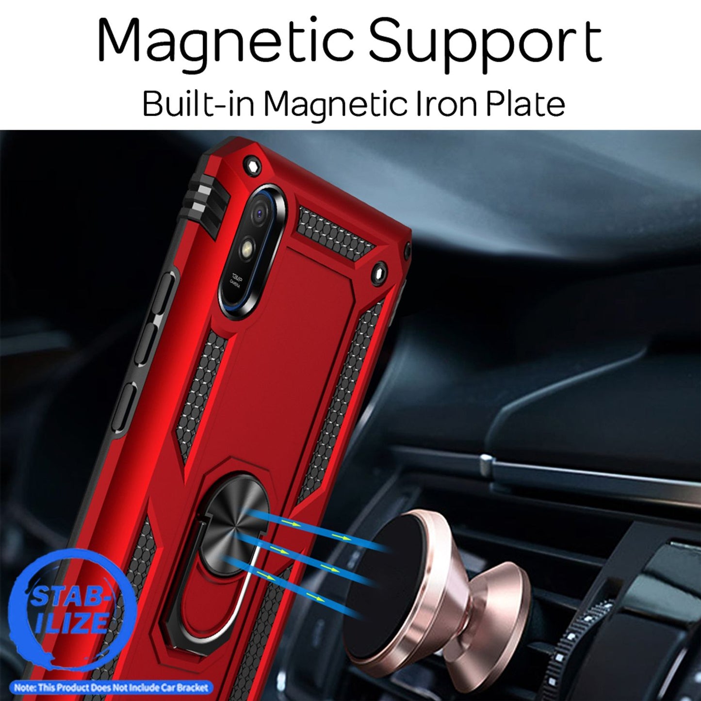 NALIA Ring Handy Hülle für Xiaomi Redmi 9A, Case für magnetische KFZ Halterung
