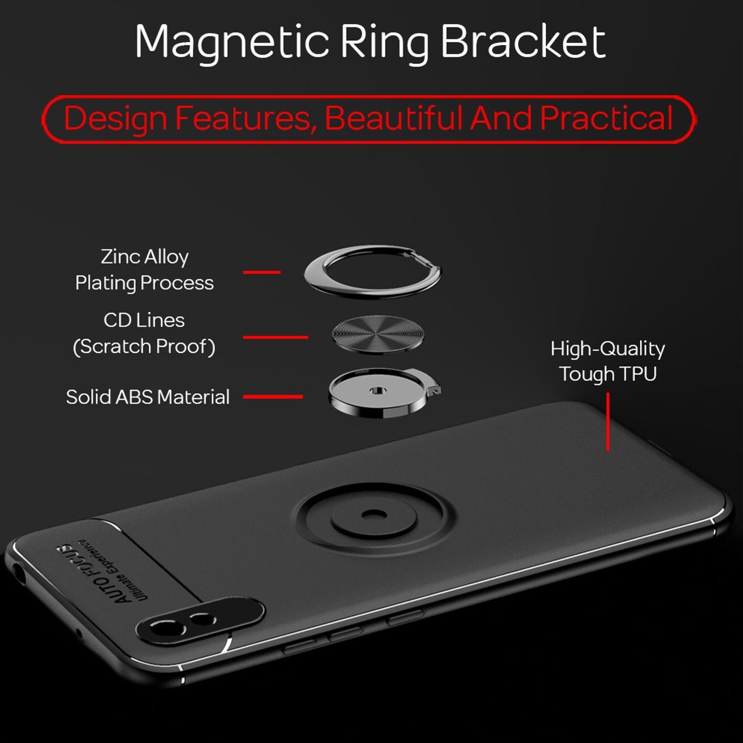 NALIA Ring Handy Hülle für Xiaomi Redmi 9A, Schutz Phone Case Tasche Etui Bumper