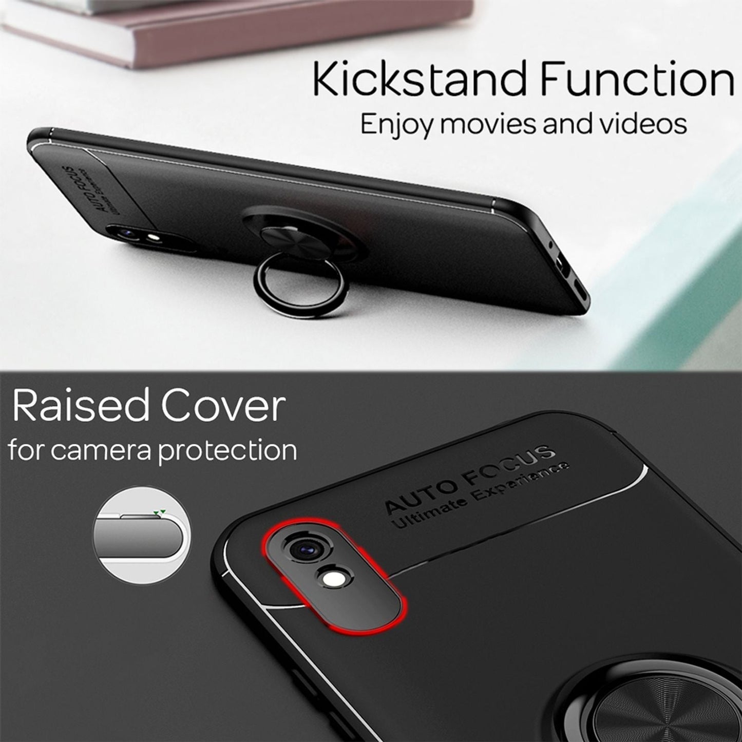 NALIA Ring Handy Hülle für Xiaomi Redmi 9A, Schutz Phone Case Tasche Etui Bumper