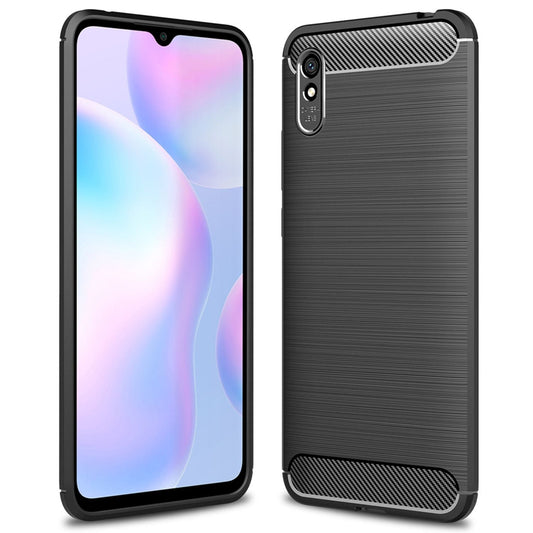 NALIA Design Handy Hülle Xiaomi Redmi 9A, Carbon Look Tasche Case Cover Bumper