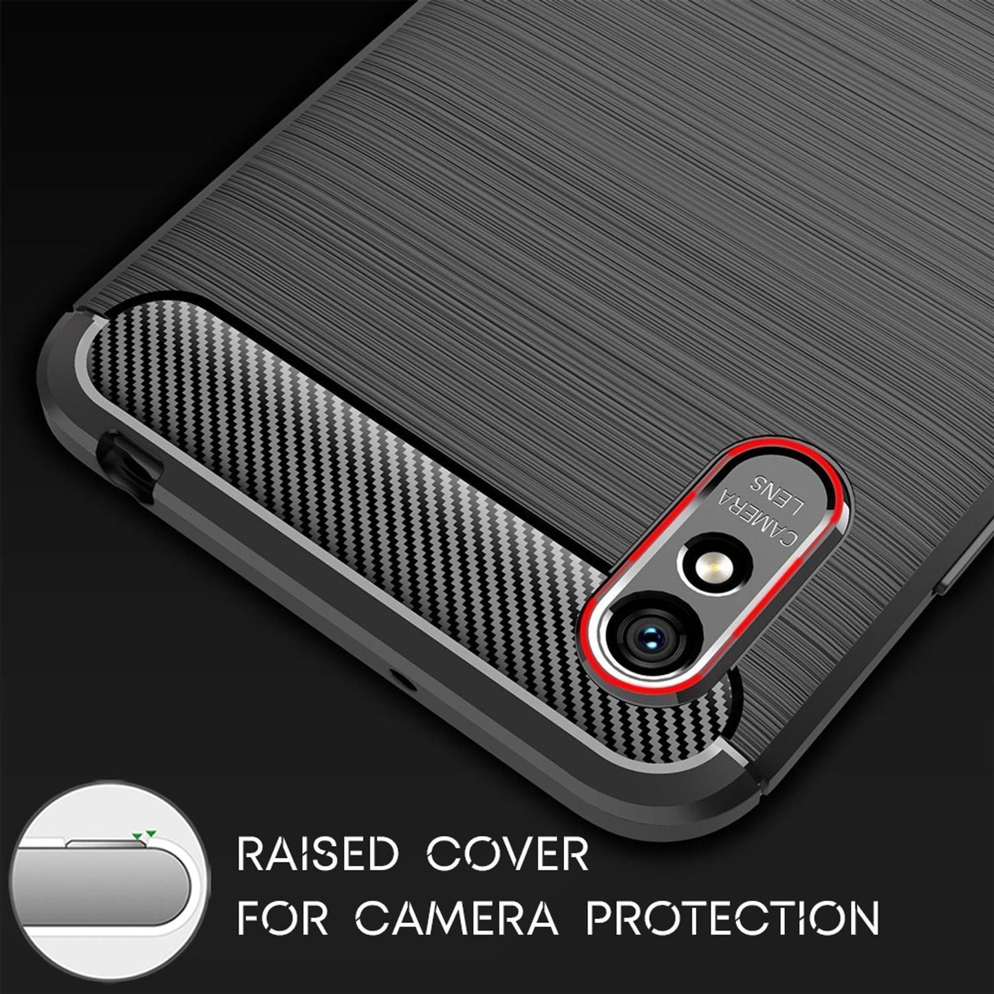 NALIA Design Handy Hülle Xiaomi Redmi 9A, Carbon Look Tasche Case Cover Bumper