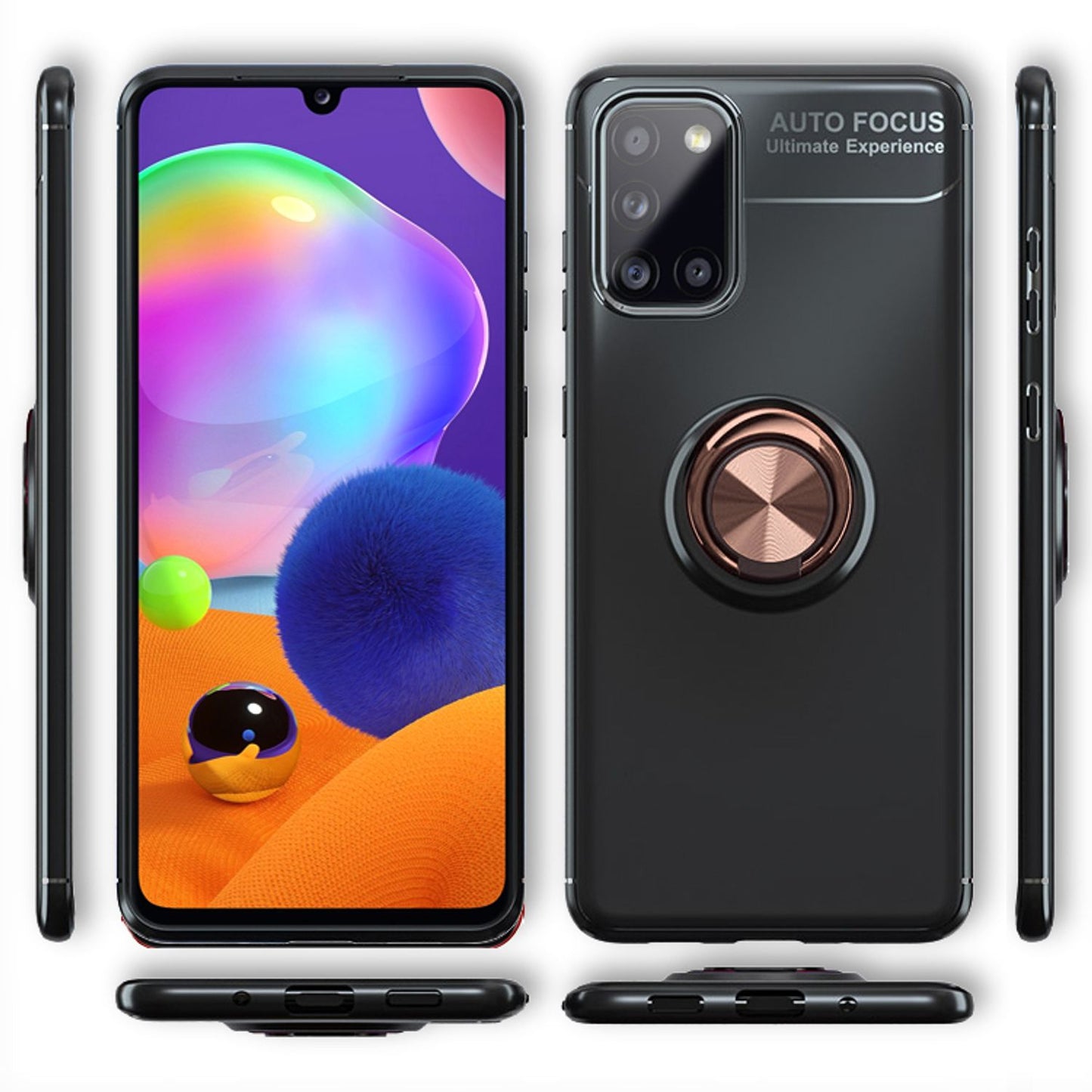 Husă inel NALIA Grip360 cu suport rotativ pentru inel la 360°, suport opțional - Compatibilă cu A31, TPU/PC