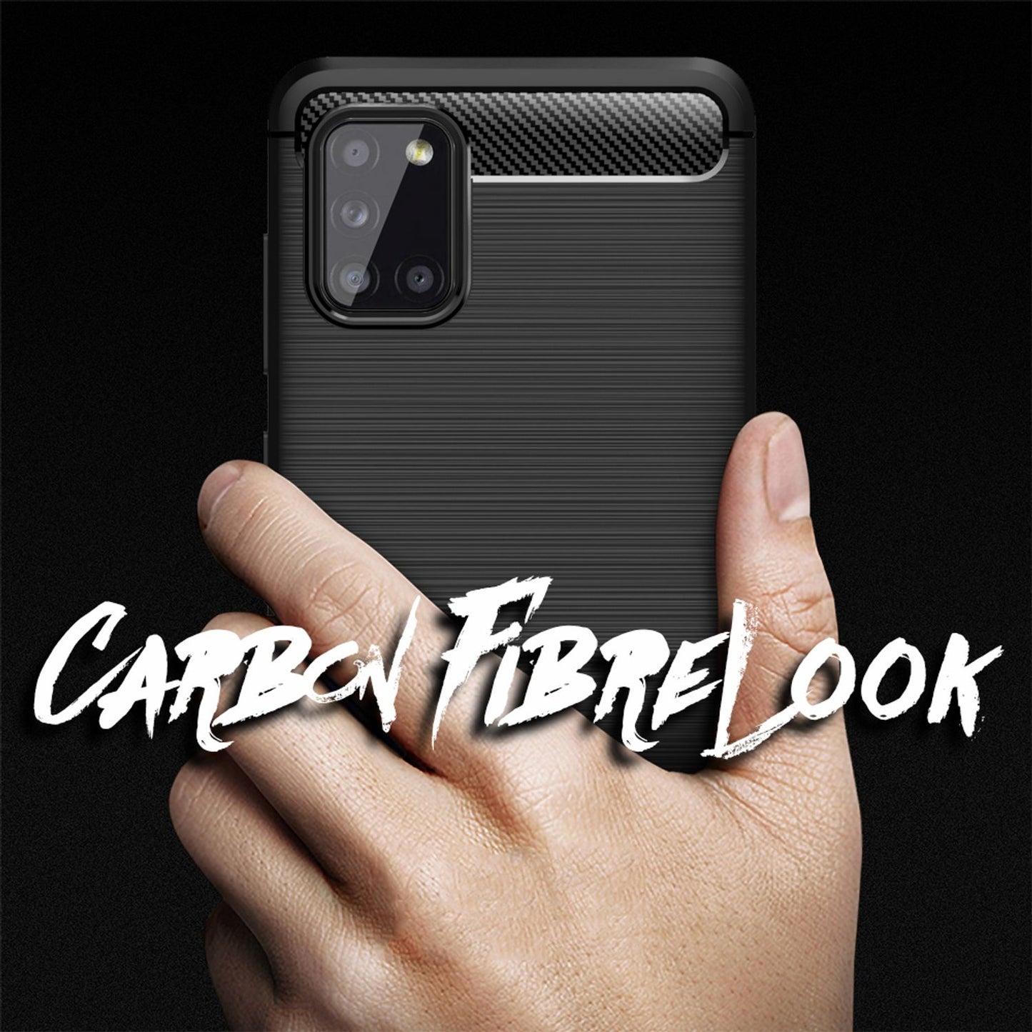 Husă de telefon NALIA Design pentru Samsung Galaxy A31, aspect carbon, bumper