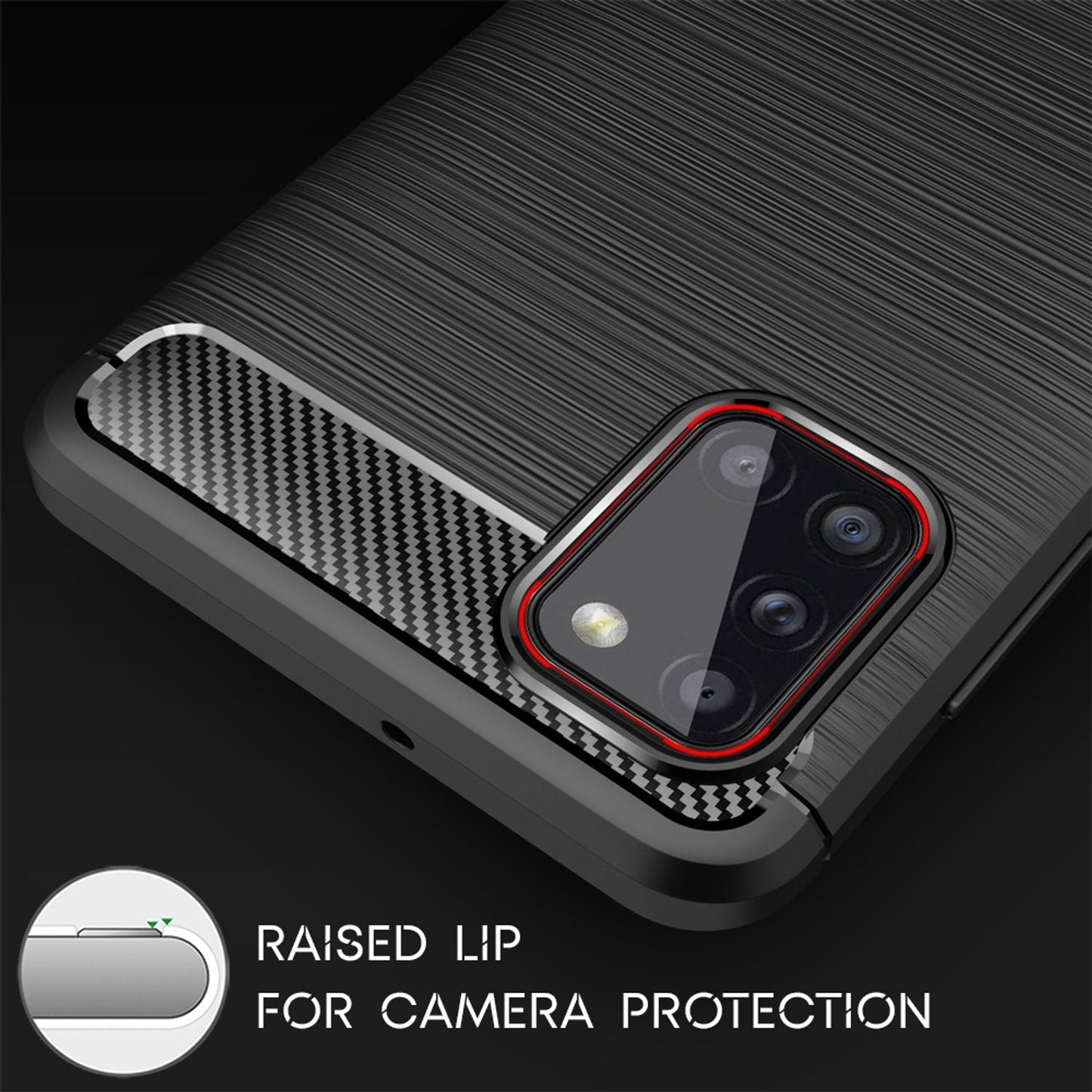 Husă de telefon NALIA Design pentru Samsung Galaxy A31, aspect carbon, bumper