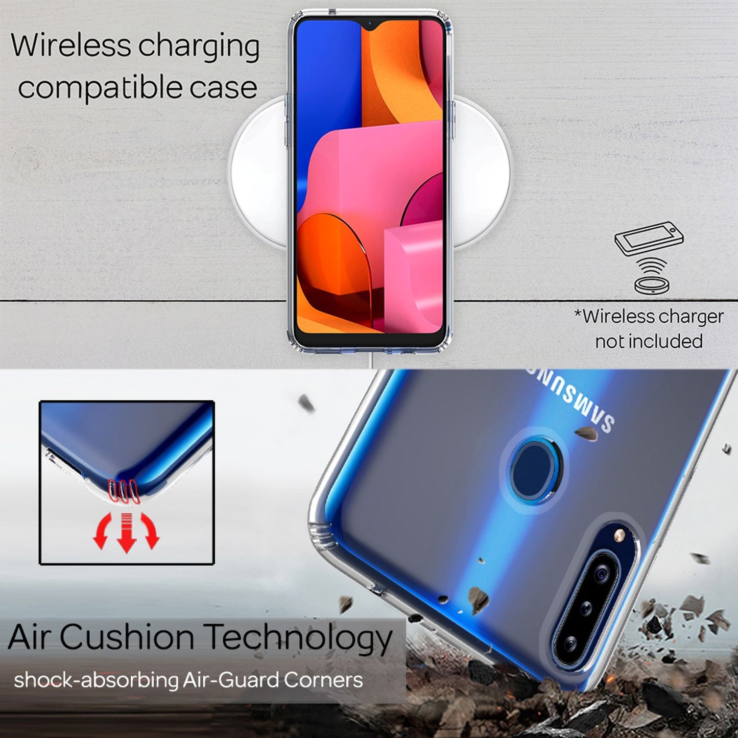 Husă de telefon NALIA transparentă pentru Galaxy A20s - rezistentă la zgârieturi, formă subțire