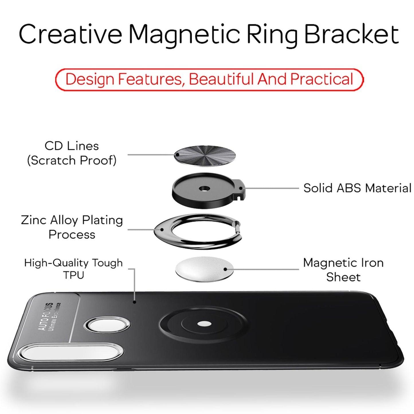 NALIA Ring Handy Hülle für Samsung Galaxy A20s, Schutz Phone Case Cover Bumper