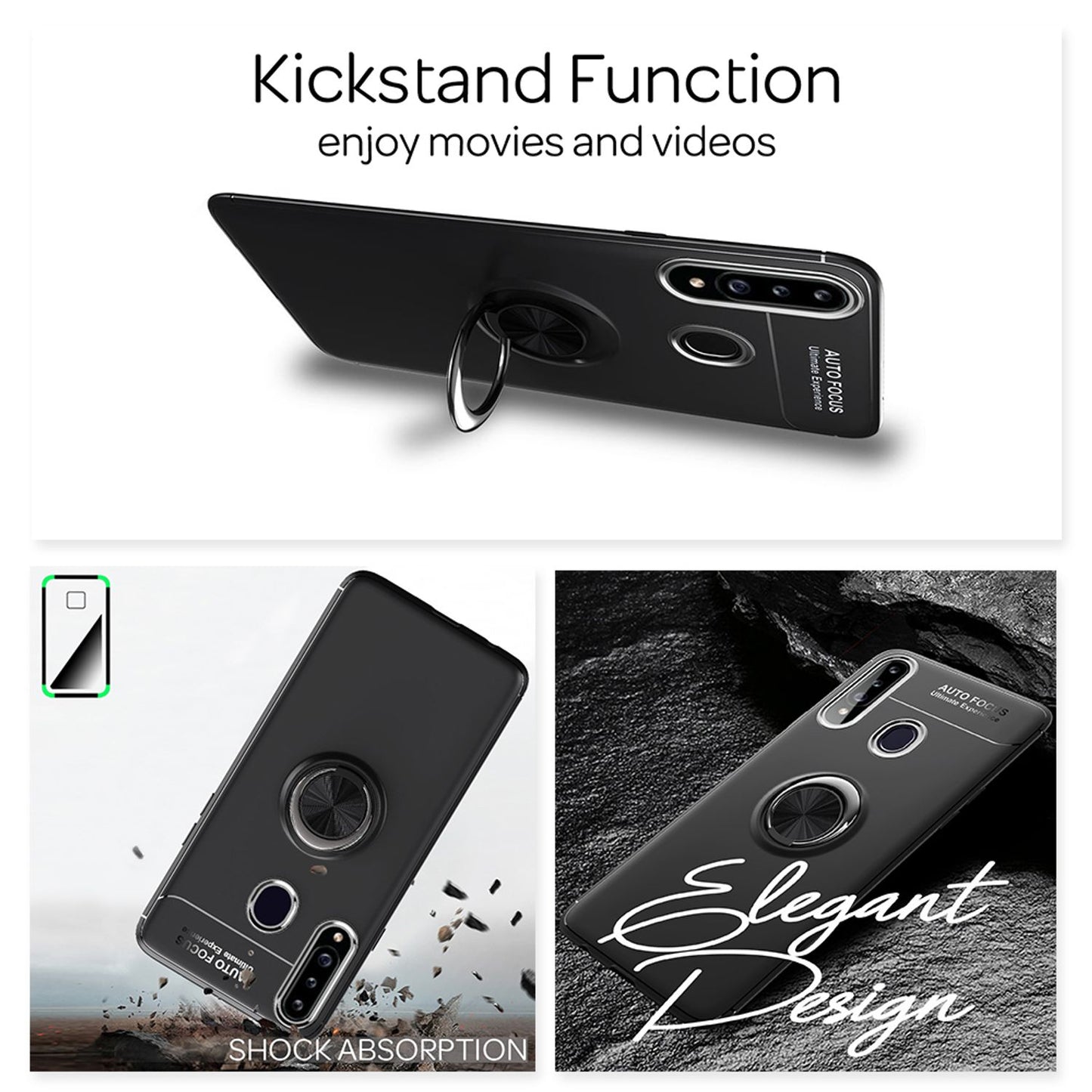 NALIA Ring Handy Hülle für Samsung Galaxy A20s, Schutz Phone Case Cover Bumper