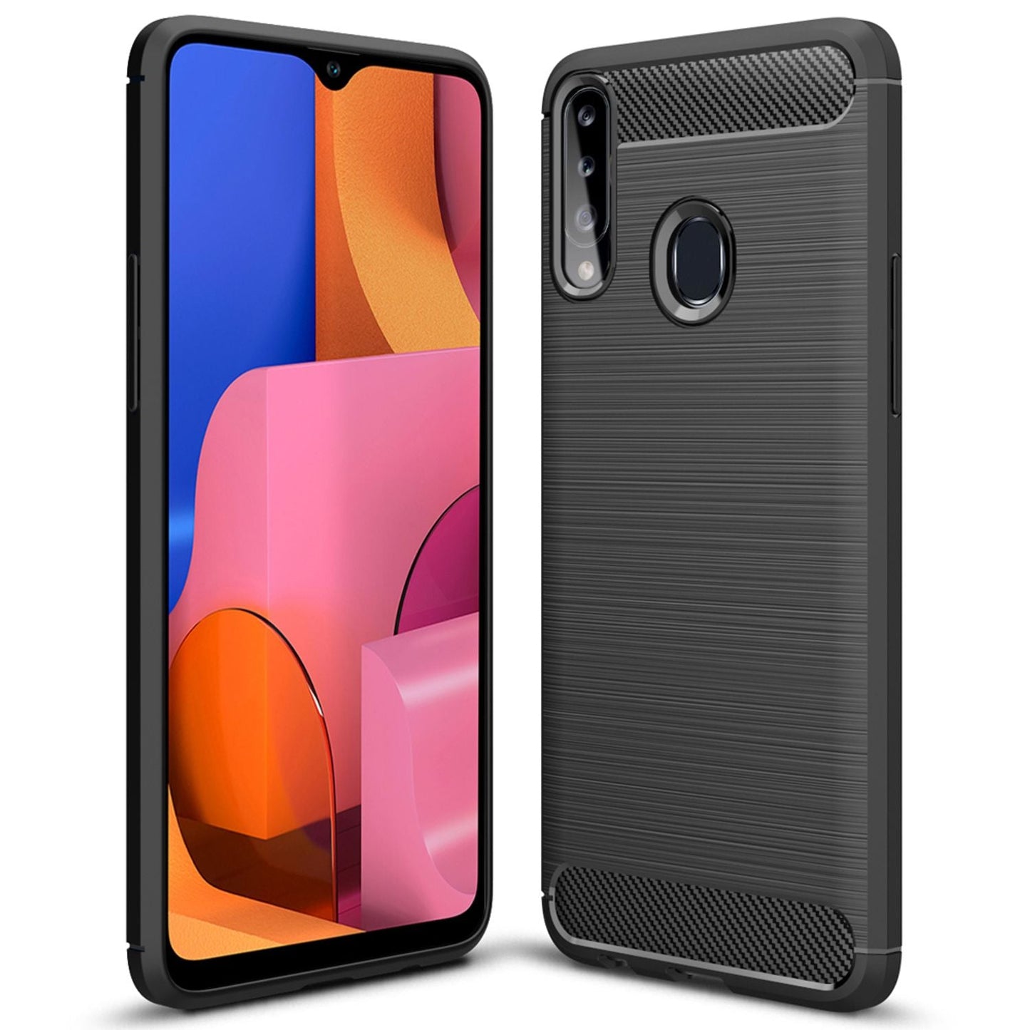 Husă de telefon NALIA Design pentru Samsung Galaxy A20s, aspect carbon, bumper