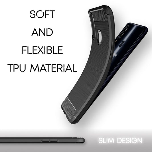 Husă de telefon NALIA Design pentru Samsung Galaxy A20s, aspect carbon, bumper