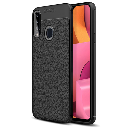 Husă NALIA Design pentru Samsung Galaxy A20s cu aspect de piele - subțire, rezistentă la șocuri și zgârieturi, din silicon, neagră