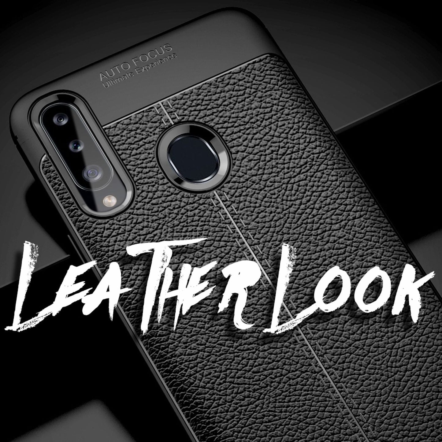 Husă NALIA Design pentru Samsung Galaxy A20s cu aspect de piele - subțire, rezistentă la șocuri și zgârieturi, din silicon, neagră