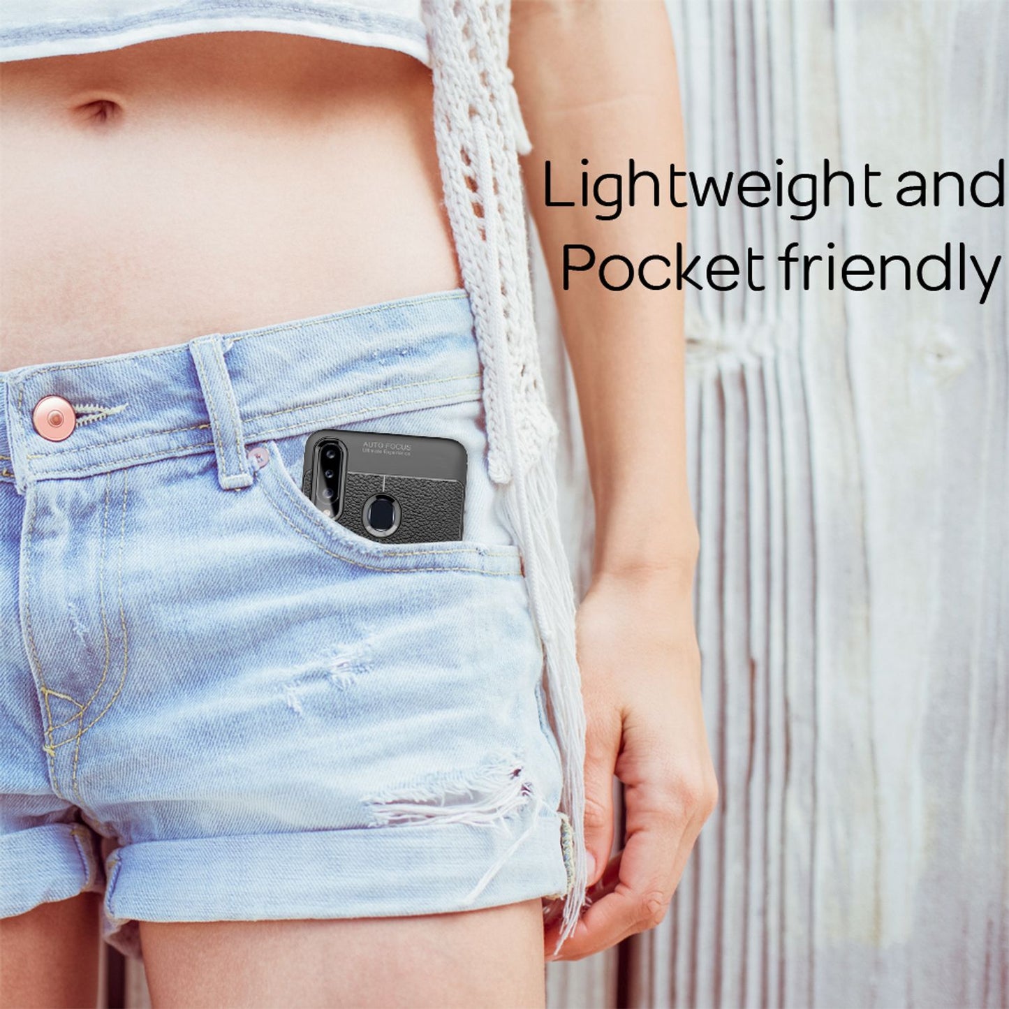 Husă NALIA Design pentru Samsung Galaxy A20s cu aspect de piele - subțire, rezistentă la șocuri și zgârieturi, din silicon, neagră