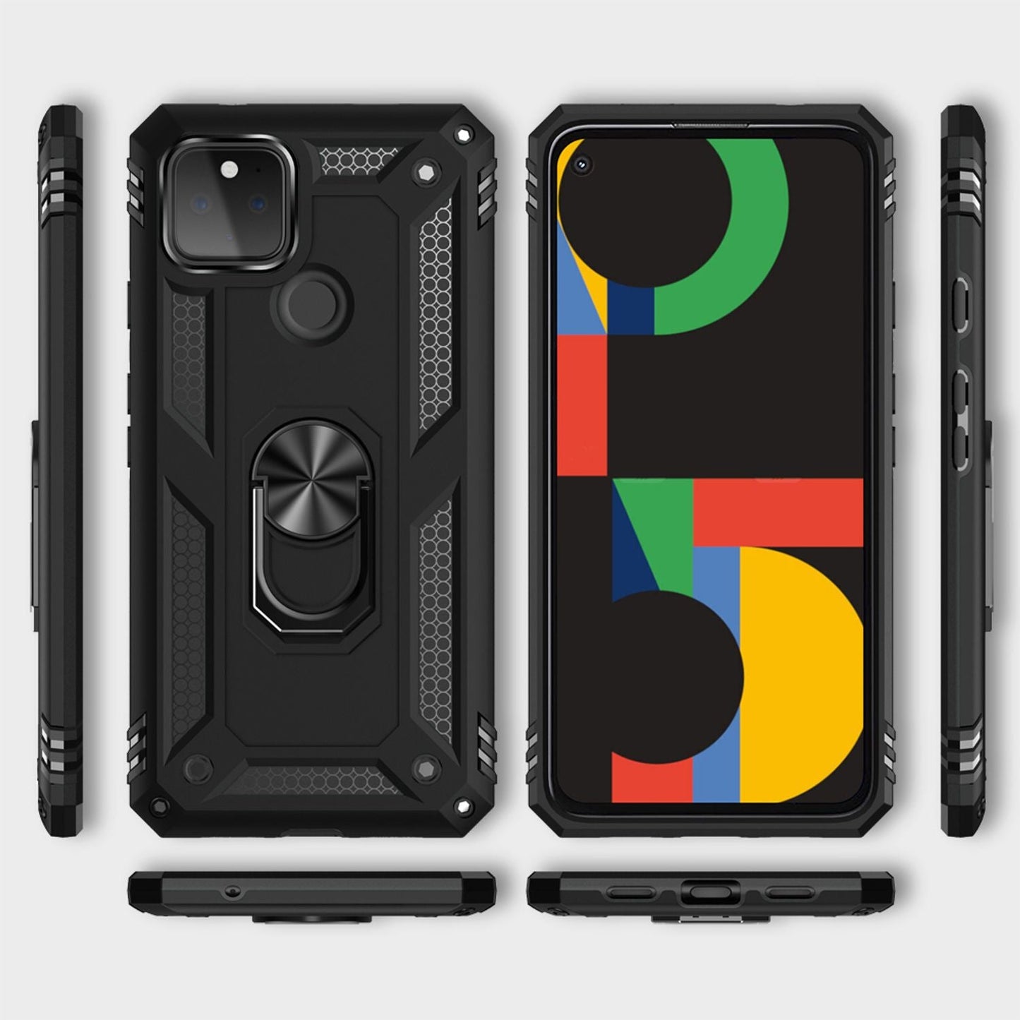 Etui NALIA RingDefend – amortyzujący materiał hybrydowy, kompatybilny z Google Pixel 5, chwytna powierzchnia pancerna