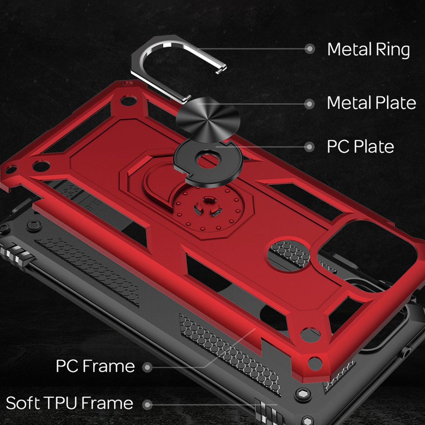 Etui NALIA RingDefend – amortyzujący materiał hybrydowy, kompatybilny z Google Pixel 5, chwytna powierzchnia pancerna