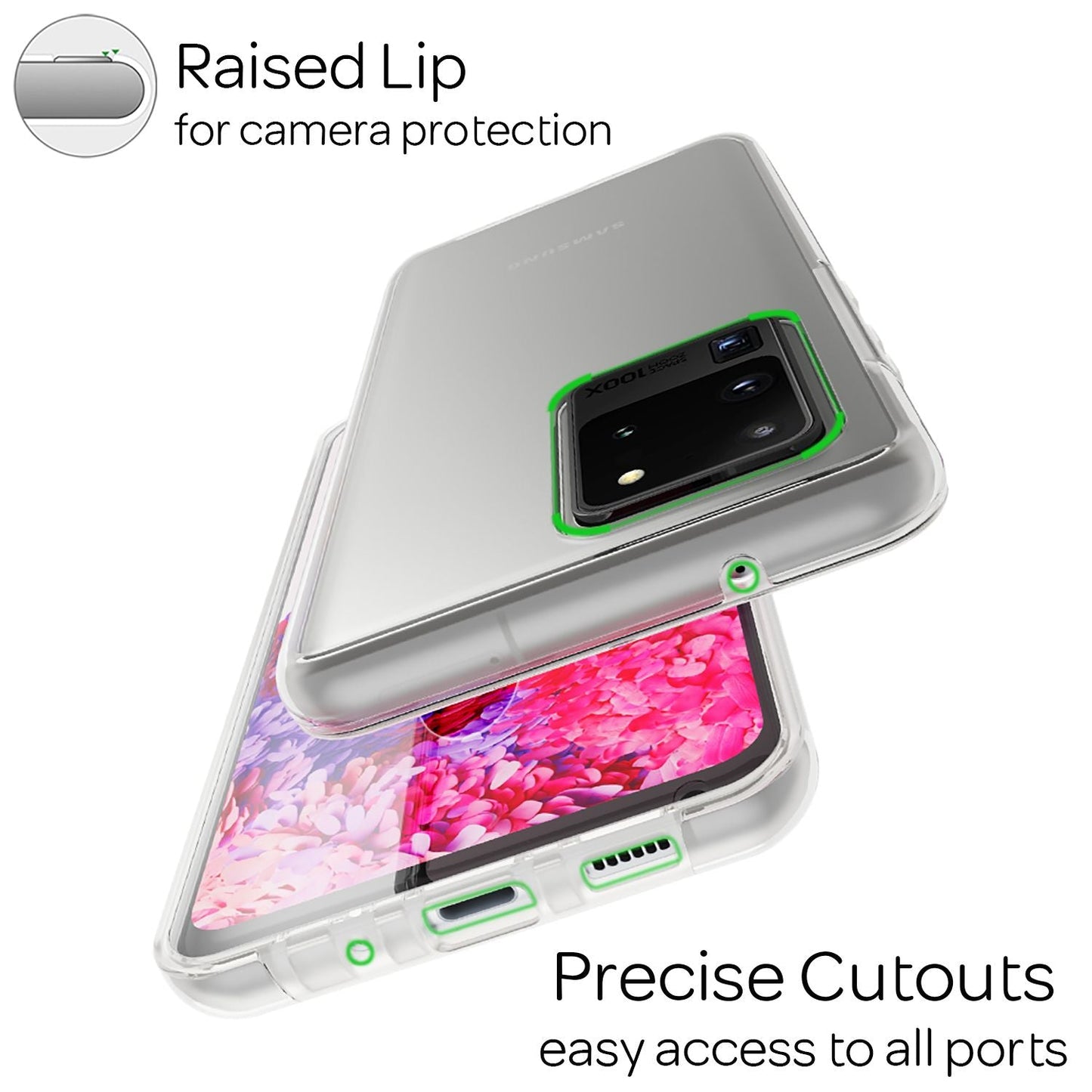 NALIA 360 Handy Hülle für Samsung Galaxy S20 Ultra, Clear Case Schutz Cover Etui