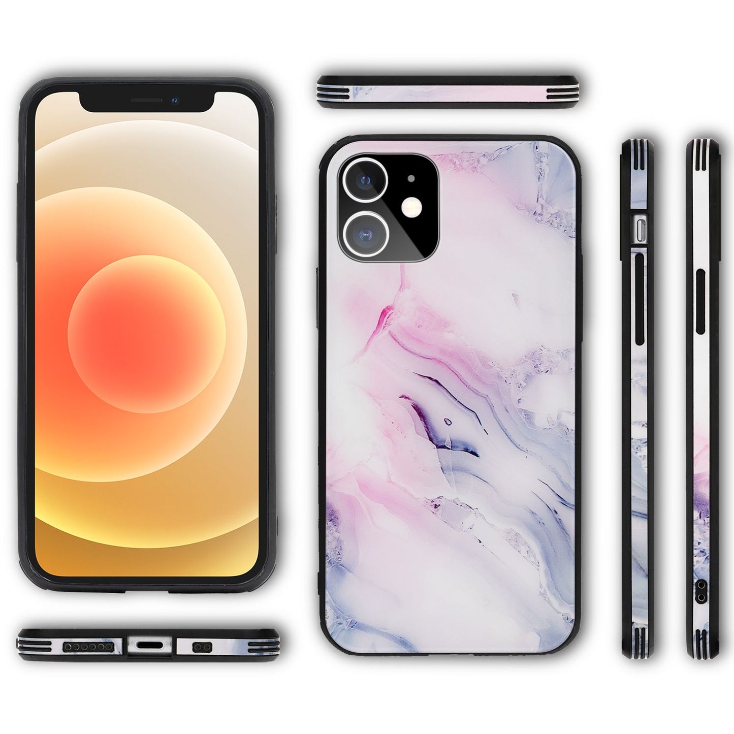 NALIA IPhone 12 Mini Marmor Glashülle Zeitloses Design - 9H Glas, Kratzfest, Ultradünn