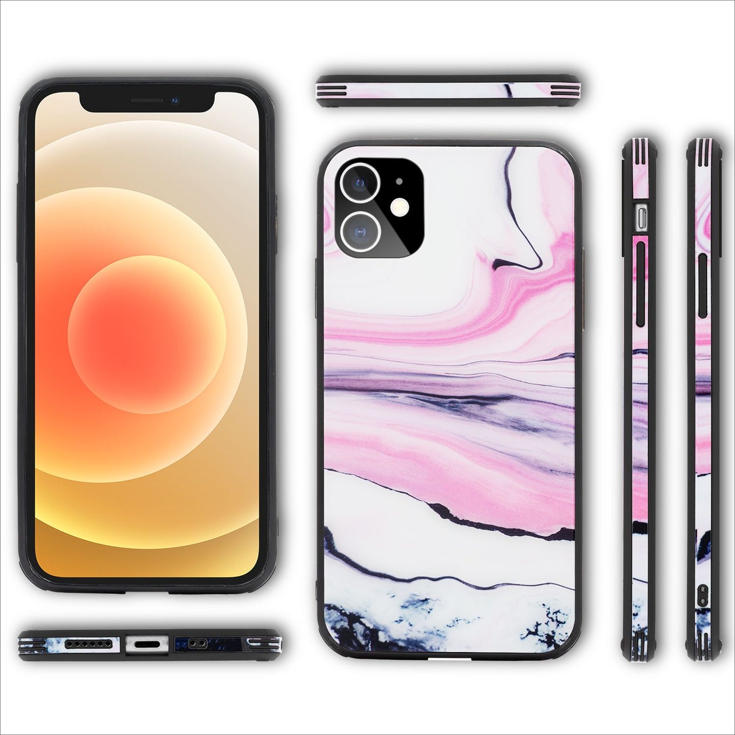 NALIA IPhone 12 Mini Marmor Glashülle Zeitloses Design - 9H Glas, Kratzfest, Ultradünn