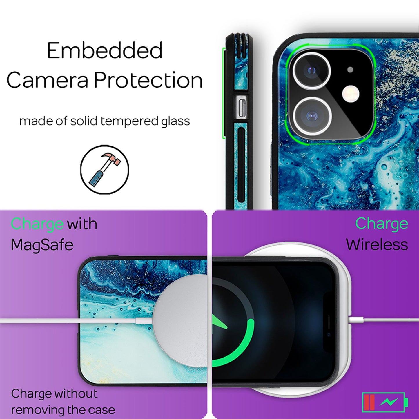 NALIA IPhone 12 Mini Marmor Glashülle Zeitloses Design - 9H Glas, Kratzfest, Ultradünn