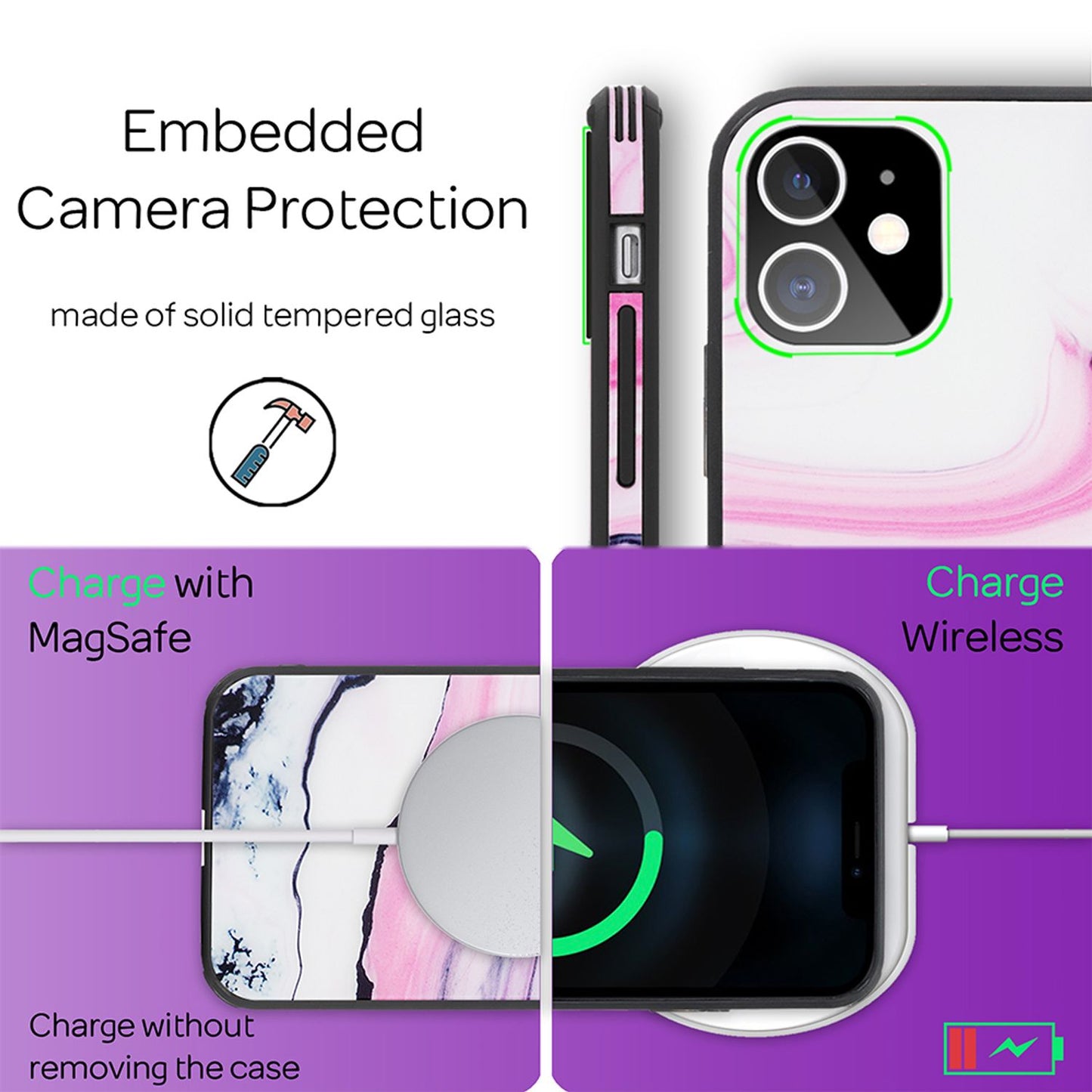 NALIA IPhone 12 Mini Marmor Glashülle Zeitloses Design - 9H Glas, Kratzfest, Ultradünn