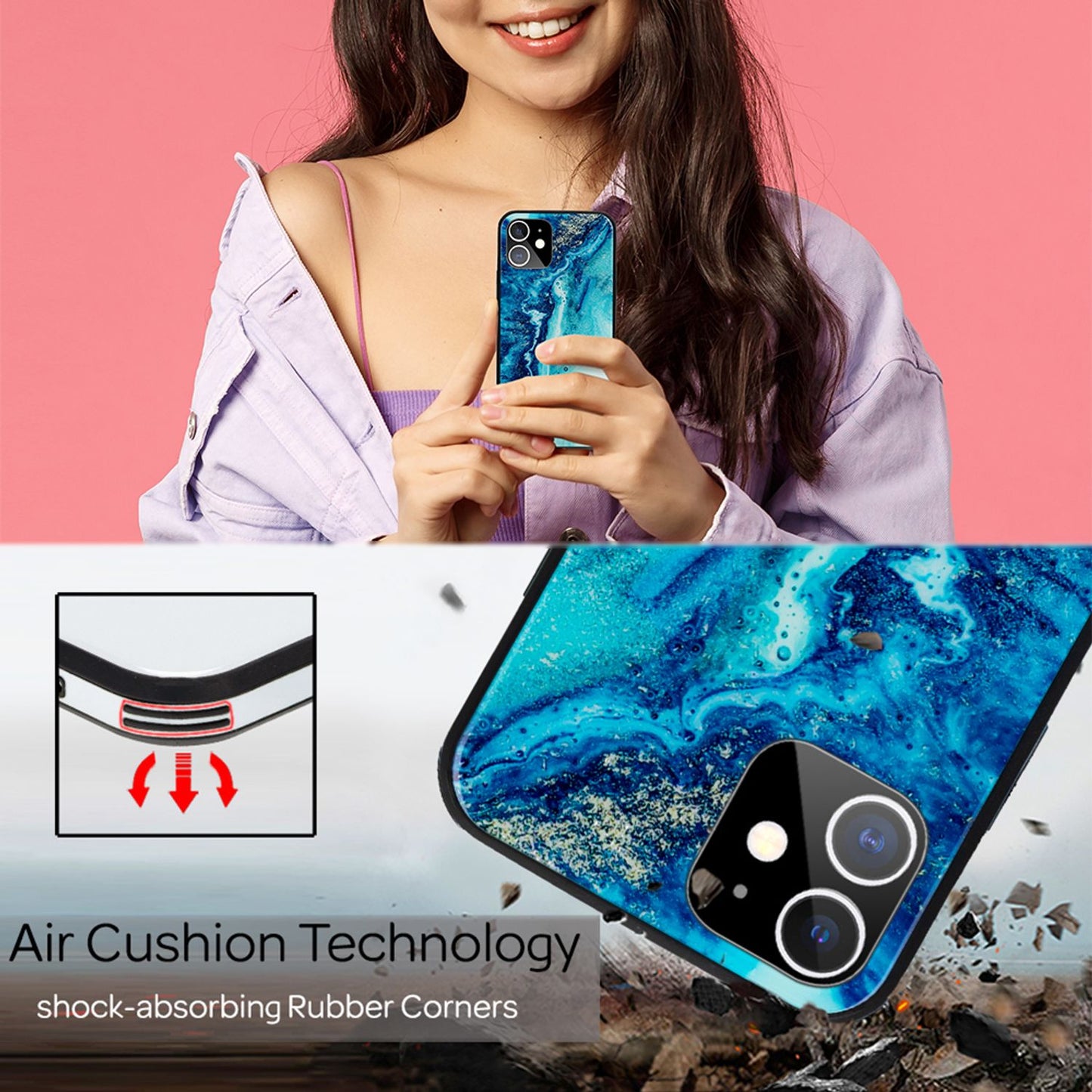 NALIA IPhone 12 Mini Marmor Glashülle Zeitloses Design - 9H Glas, Kratzfest, Ultradünn