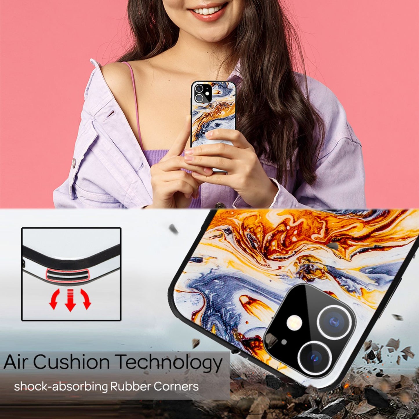 NALIA IPhone 12 Mini Marmor Glashülle Zeitloses Design - 9H Glas, Kratzfest, Ultradünn