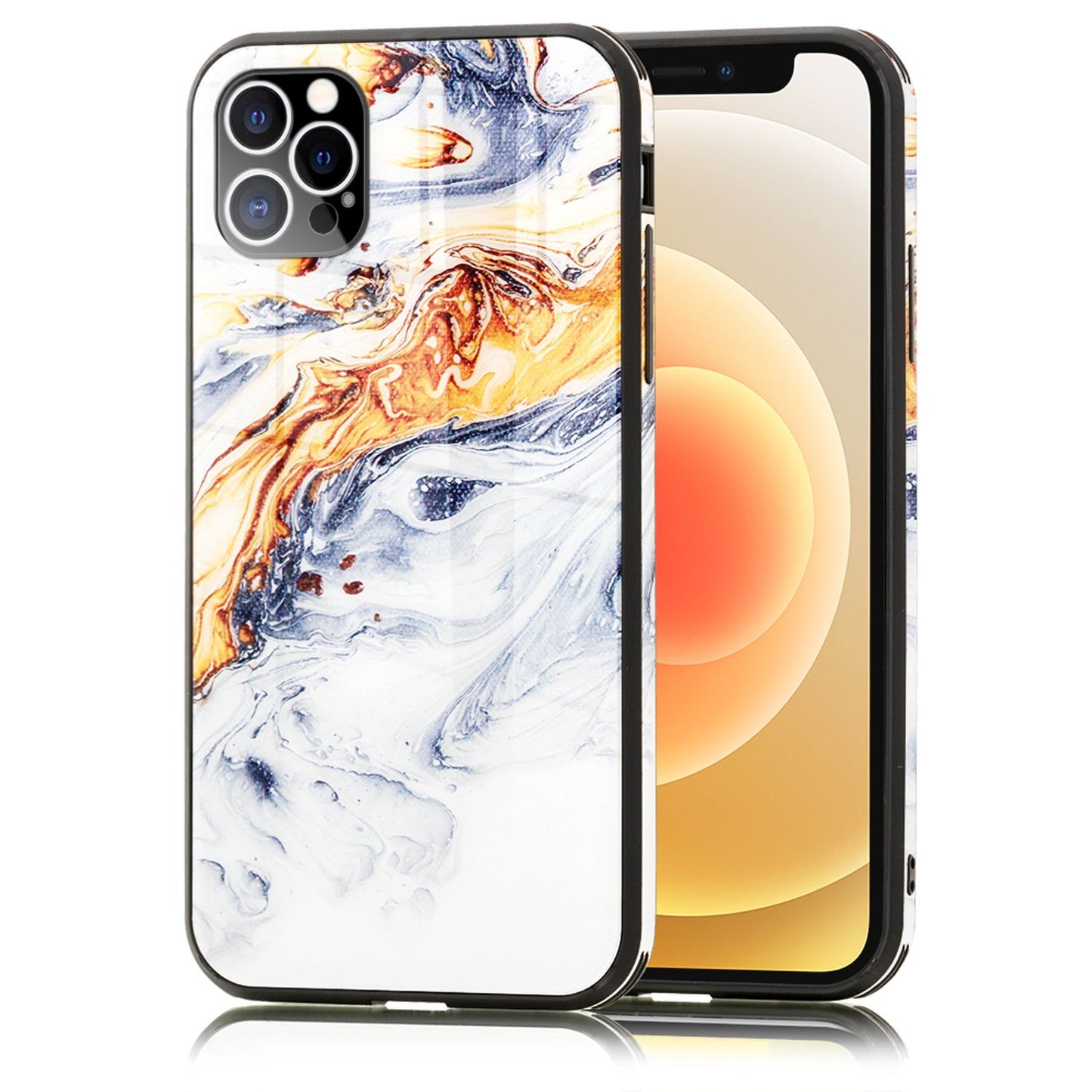 NALIA Marmor Case für iPhone 12 Pro Max, 9H Glas Cover Handy Hülle Schutz Tasche