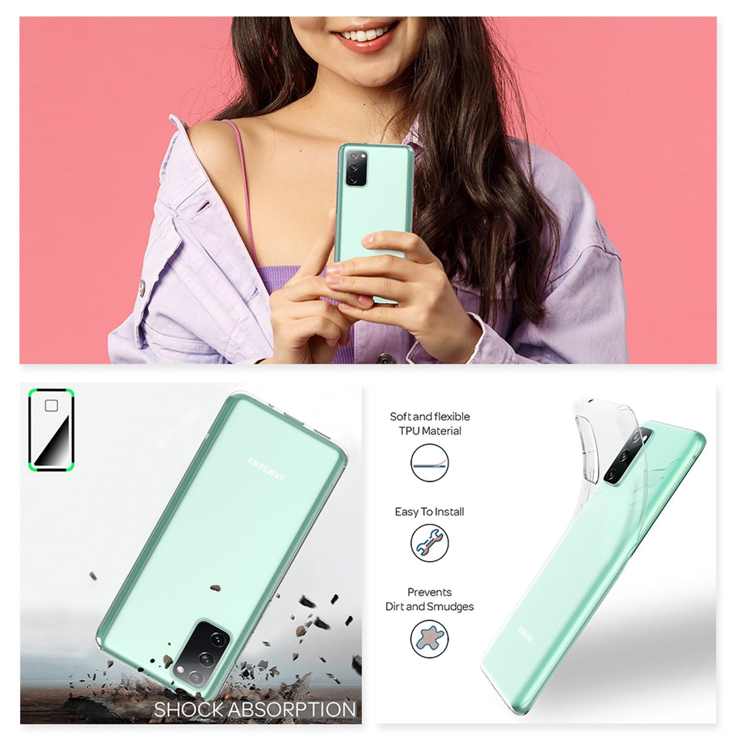 NALIA Galaxy S20 FE AirFlex Transparente Hülle - Dicke 0,8 Millimeter, Gewicht 12 g, Silikon