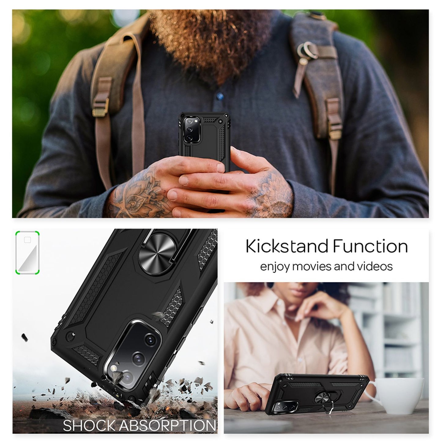 NALIA Ring Cover für Samsung Galaxy S20 FE, Robuste Handy Hülle Schutz Case Etui