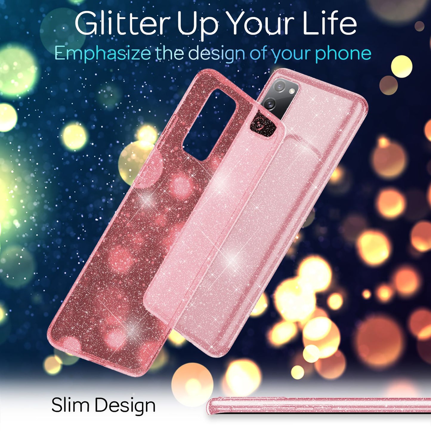 NALIA Klare Glitzer Handyhülle für Samsung Galaxy S20 FE, Glitzer Handyhülle Bling Cover