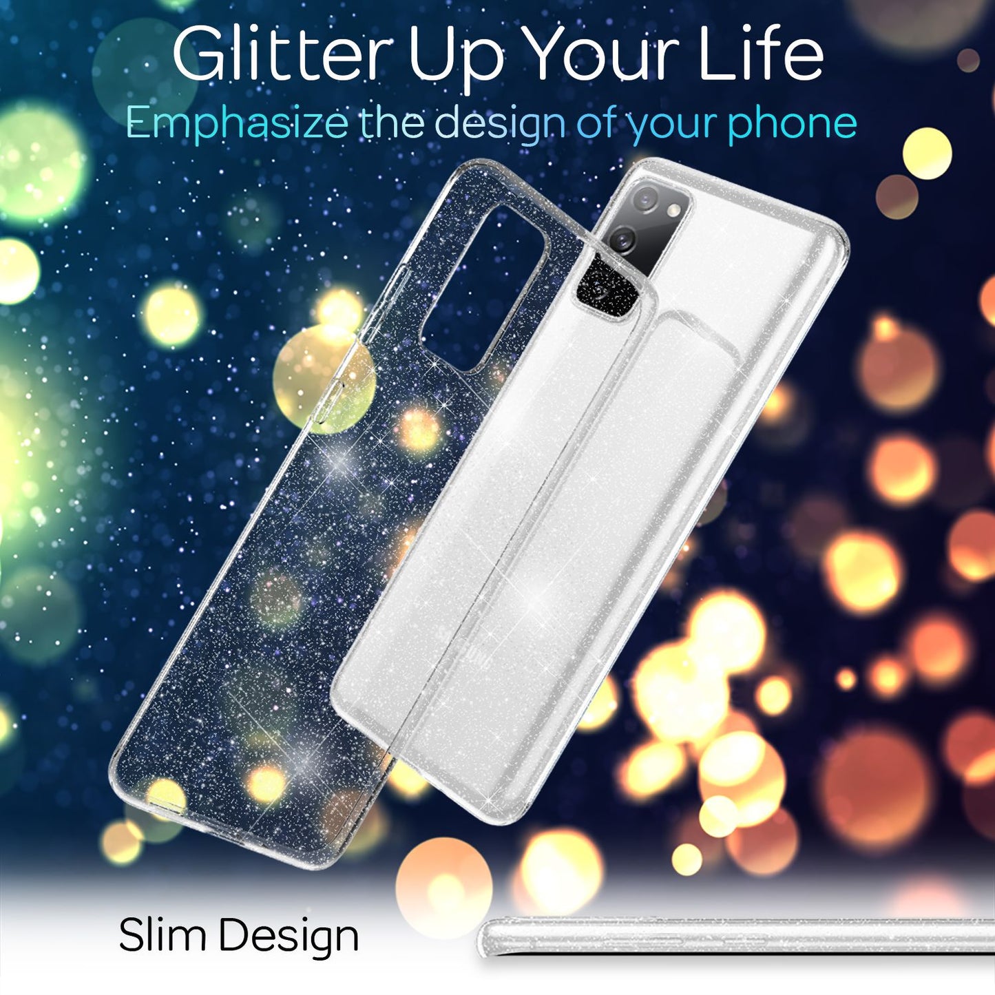 NALIA Klare Glitzer Handyhülle für Samsung Galaxy S20 FE, Glitzer Handyhülle Bling Cover