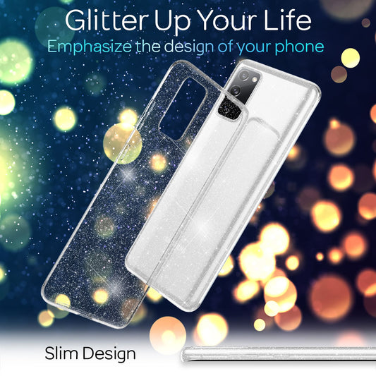 NALIA Klare Glitzer Handyhülle für Samsung Galaxy S20 FE, Glitzer Handyhülle Bling Cover