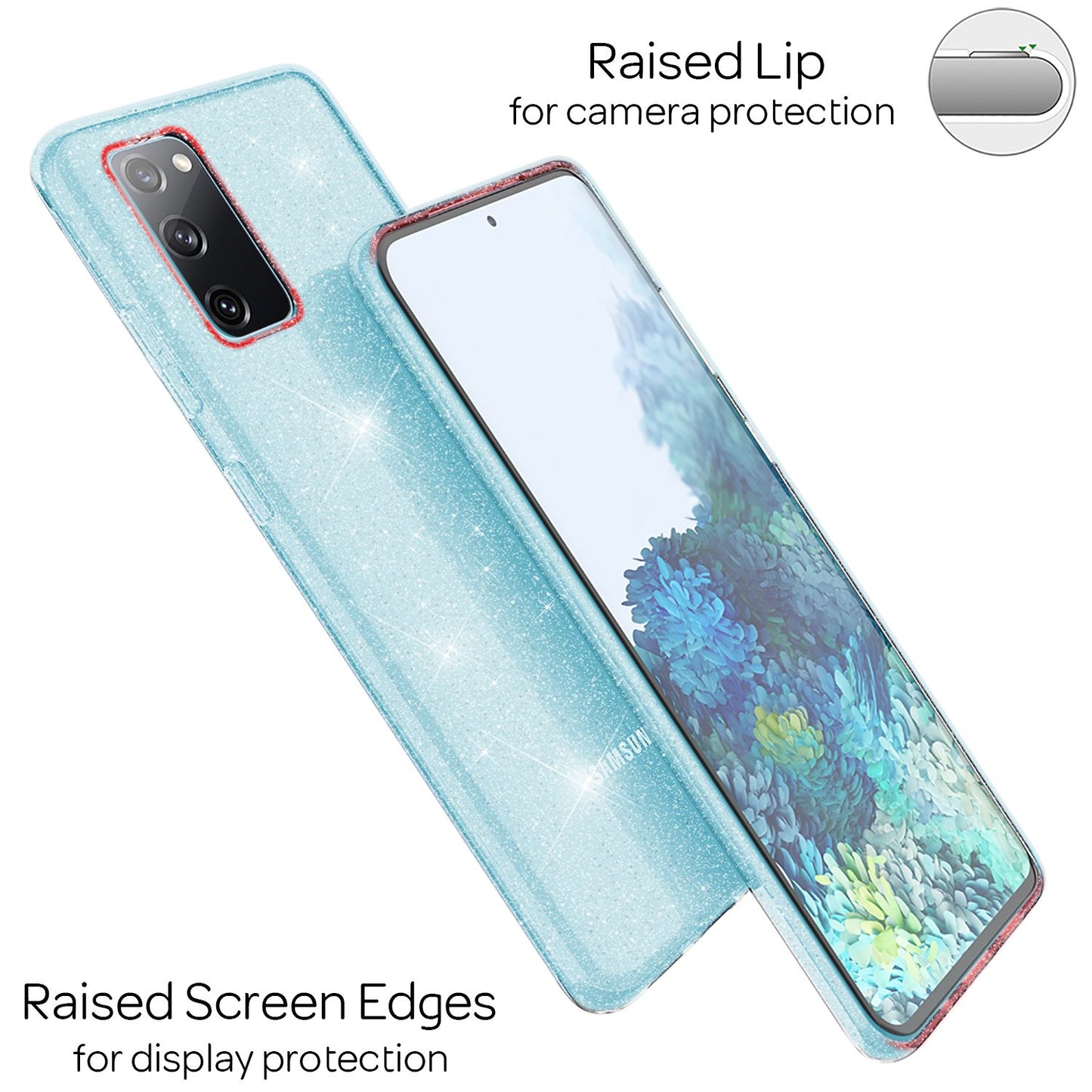 NALIA Klare Glitzer Handyhülle für Samsung Galaxy S20 FE, Glitzer Handyhülle Bling Cover