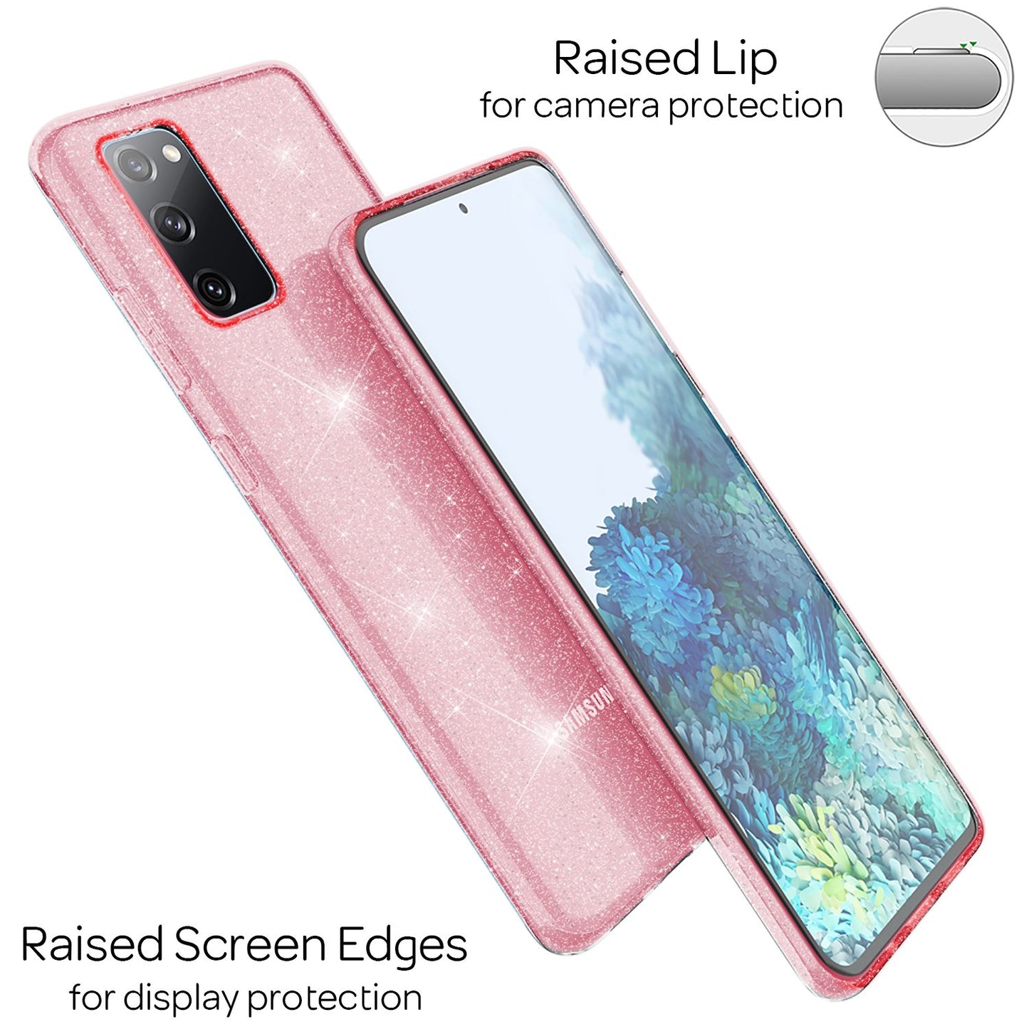 NALIA Klare Glitzer Handyhülle für Samsung Galaxy S20 FE, Glitzer Handyhülle Bling Cover