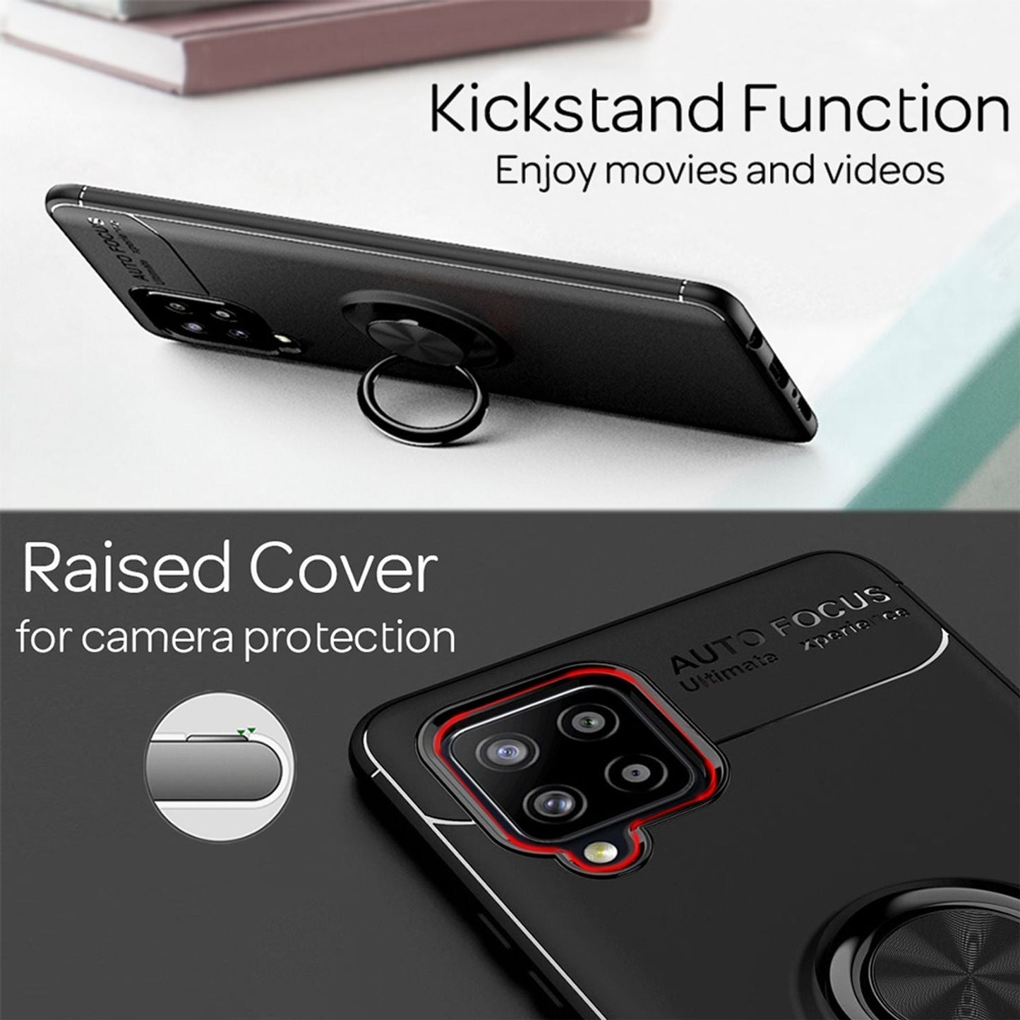 NALIA Ring Handyhülle für Samsung Galaxy A42 5G, Handy Cover Schutz Tasche Etui Case