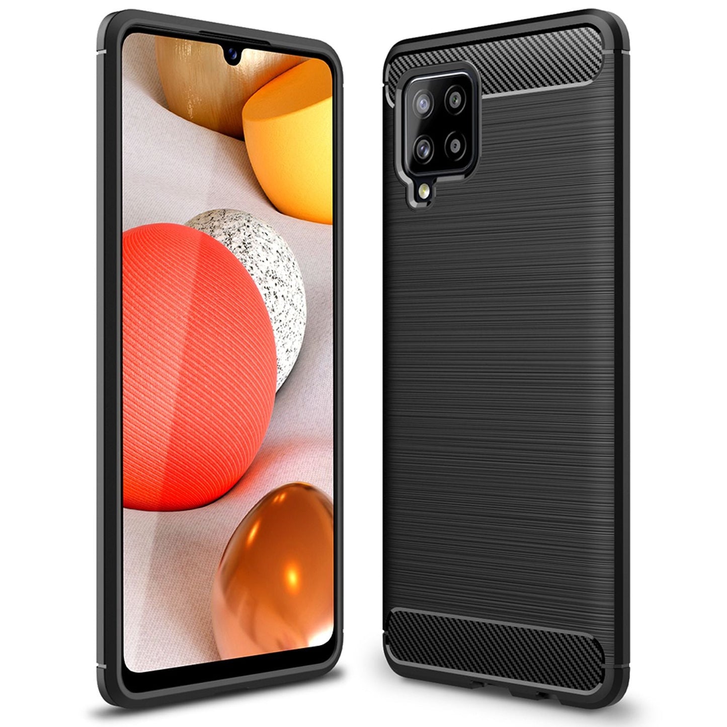 NALIA Galaxy A42 5G Vortex Carbon Case - Dicke 1,0 Millimeter, Material TPU Silikon, Farbe Matt Schwarz