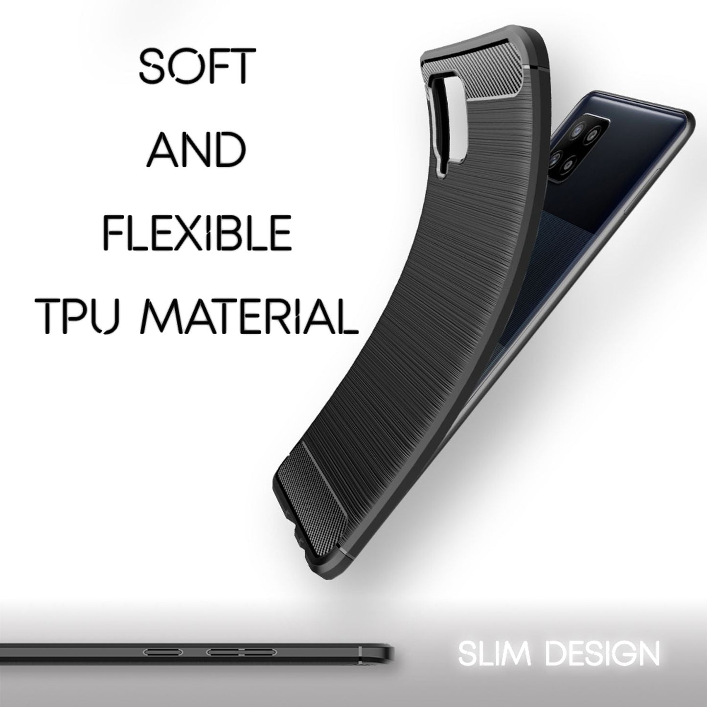 NALIA Galaxy A42 5G Vortex Carbon Case - Dicke 1,0 Millimeter, Material TPU Silikon, Farbe Matt Schwarz