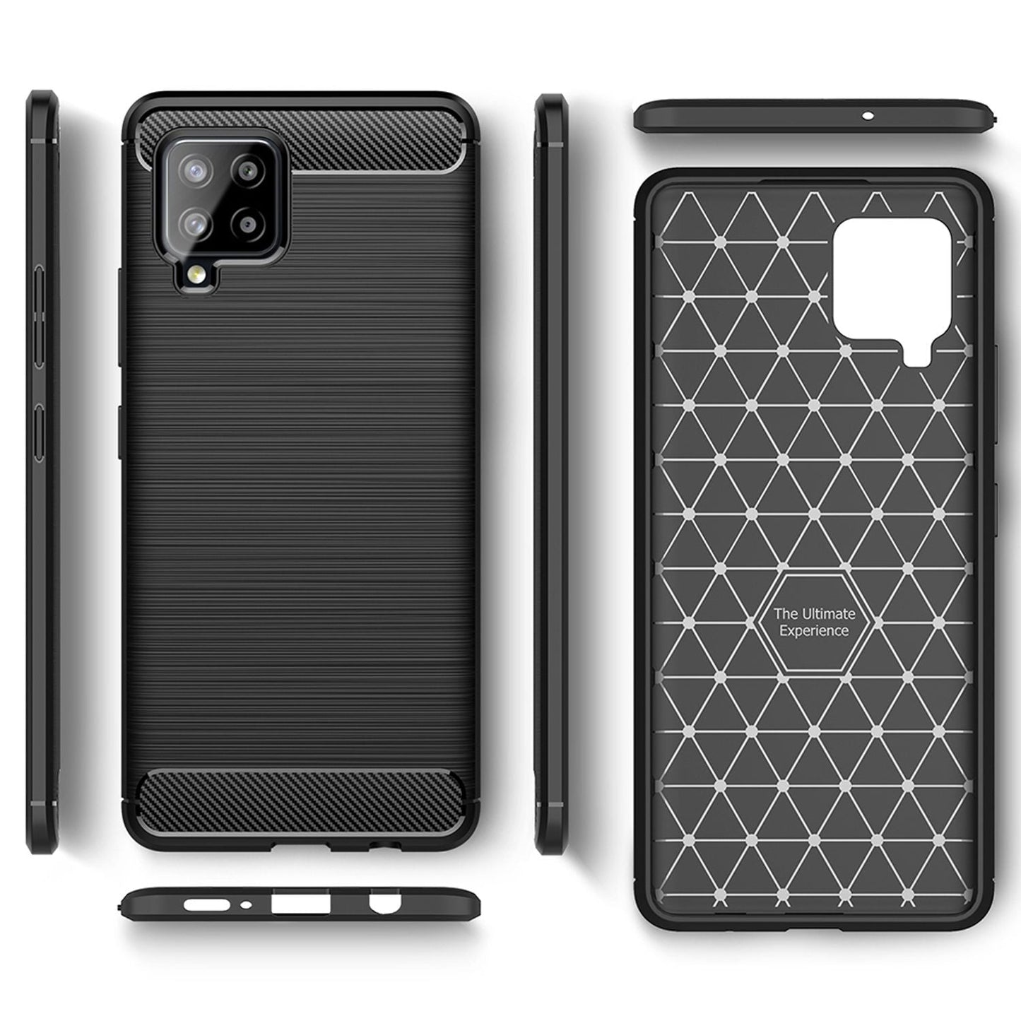 NALIA Galaxy A42 5G Vortex Carbon Case - Dicke 1,0 Millimeter, Material TPU Silikon, Farbe Matt Schwarz