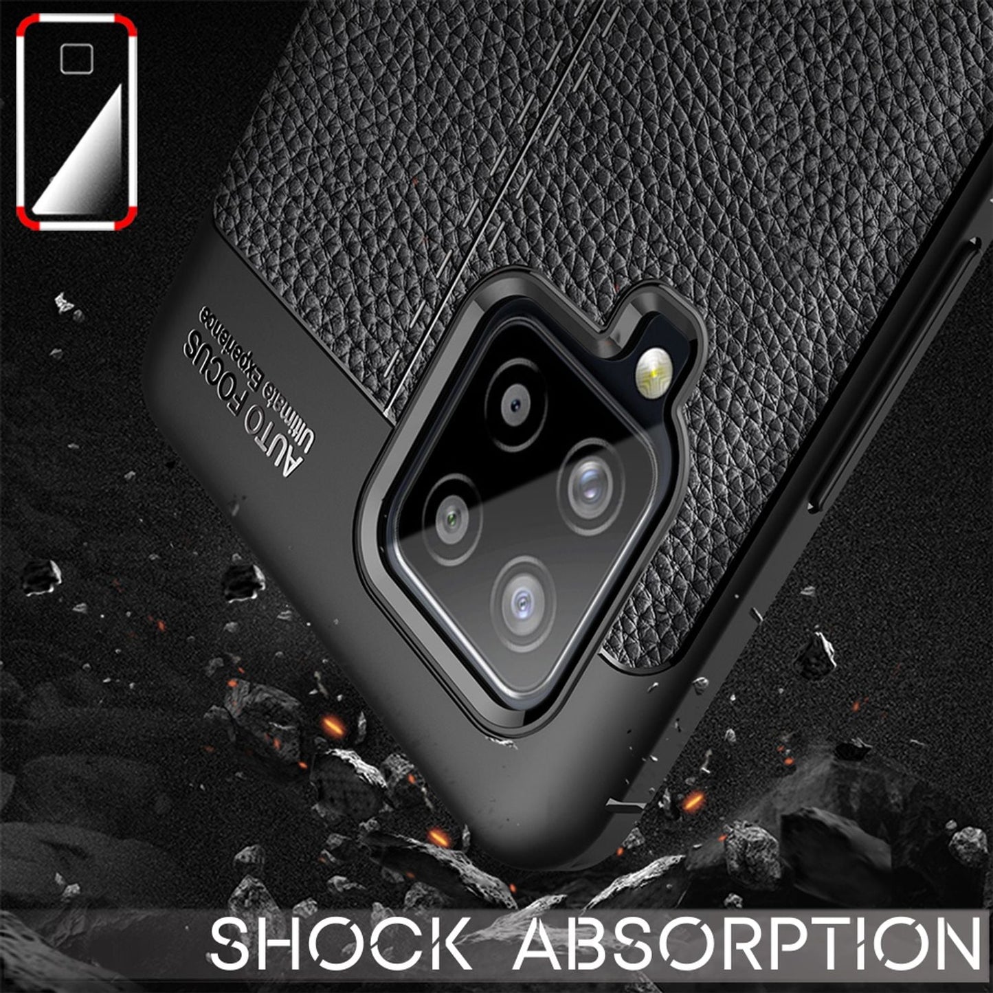 Husă din piele NALIA, silicon - aspect subțire, cu aspect de piele, dimensiuni potrivite pentru Galaxy A42 5G, rezistentă la șocuri