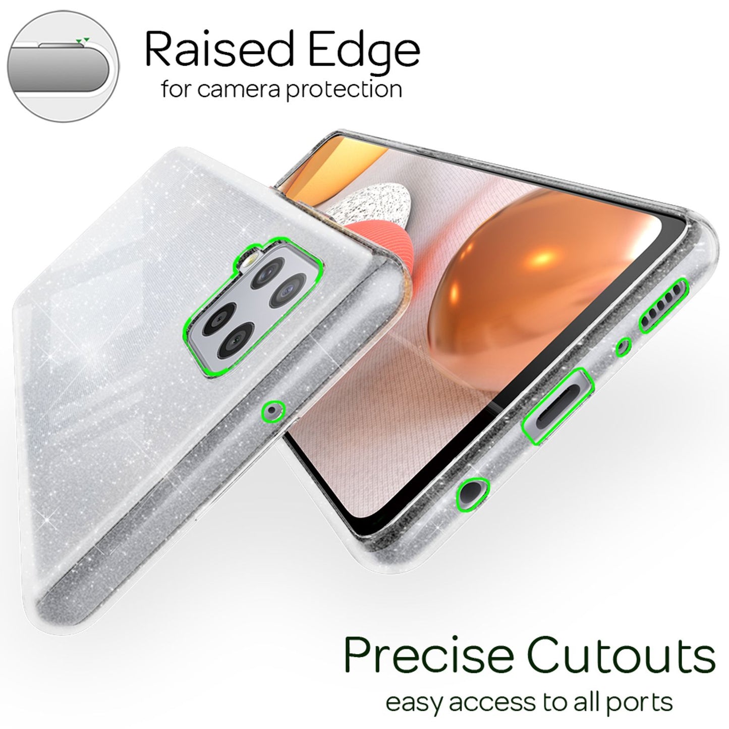 NALIA Galaxy A42 5G Glitzer Hülle - Kapazität Gering Leistung Langlebig Größe Kompakt