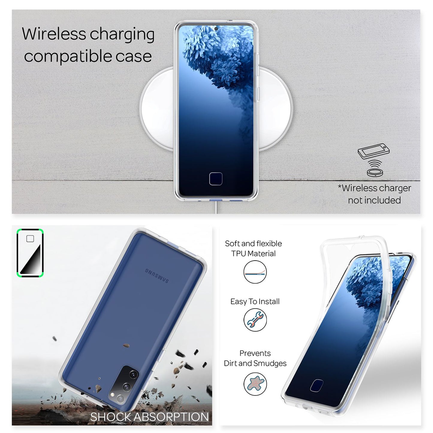 NALIA 360 Grad Handy Hülle - Transparent Schutz TPU Stoßfest Voller Rundumschutz Maße 159x73 mm