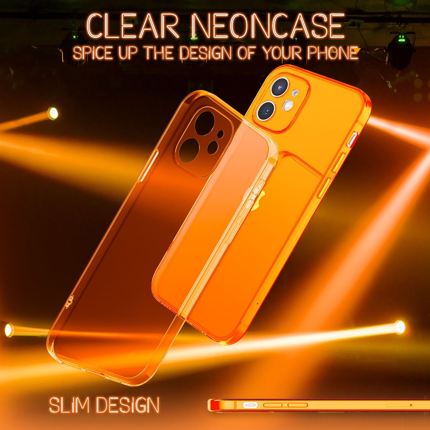 Husă NALIA Clear Neon Silicone - Compatibilă cu iPhone 12 Mini; Material: Silicon; Culoare: Transparent Neon
