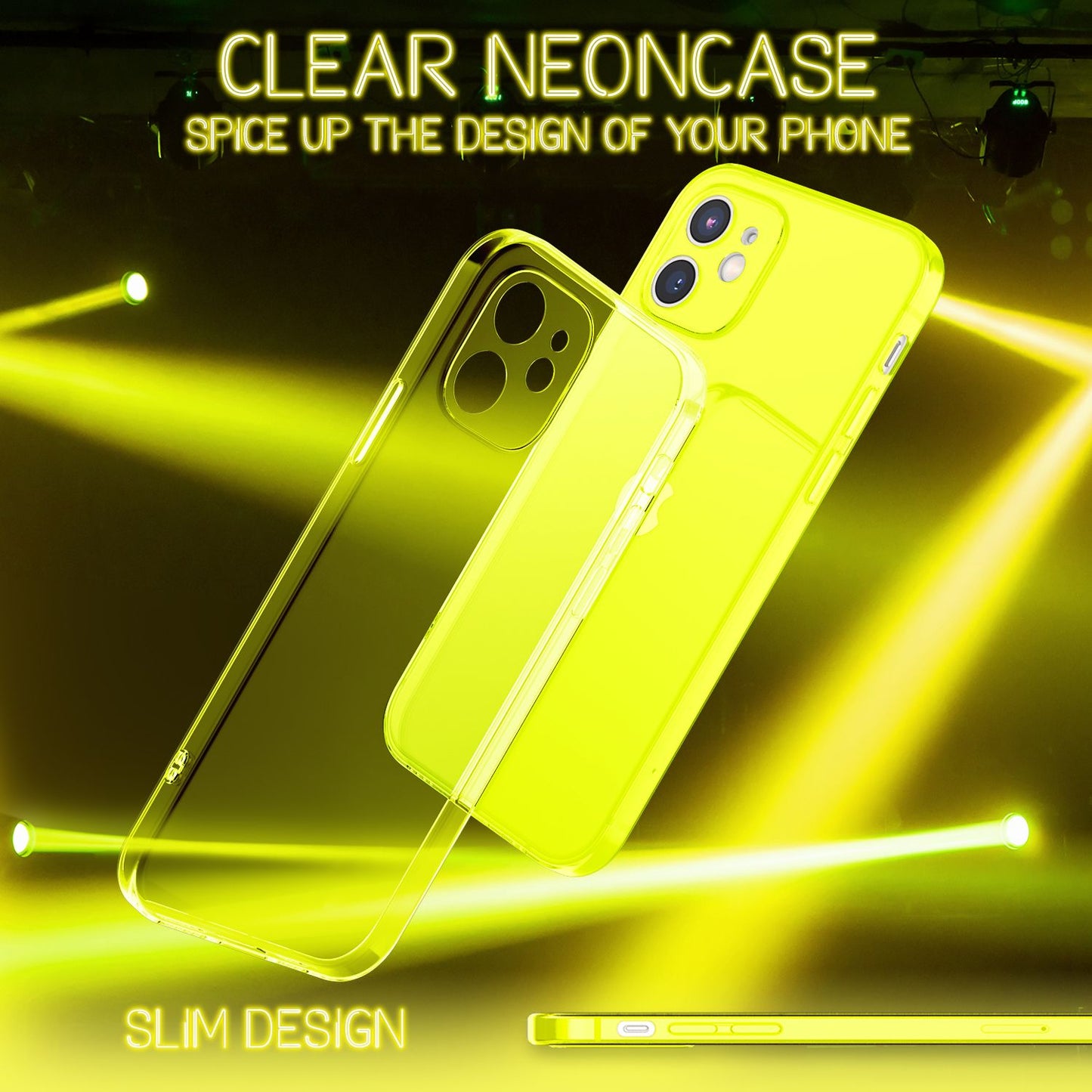 Husă NALIA Clear Neon Silicone - Compatibilă cu iPhone 12 Mini; Material: Silicon; Culoare: Transparent Neon