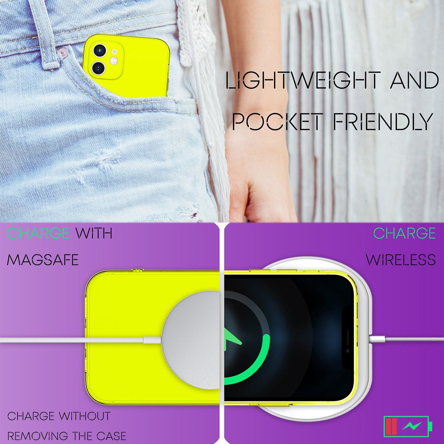 Husă NALIA Clear Neon Silicone - Compatibilă cu iPhone 12 Mini; Material: Silicon; Culoare: Transparent Neon