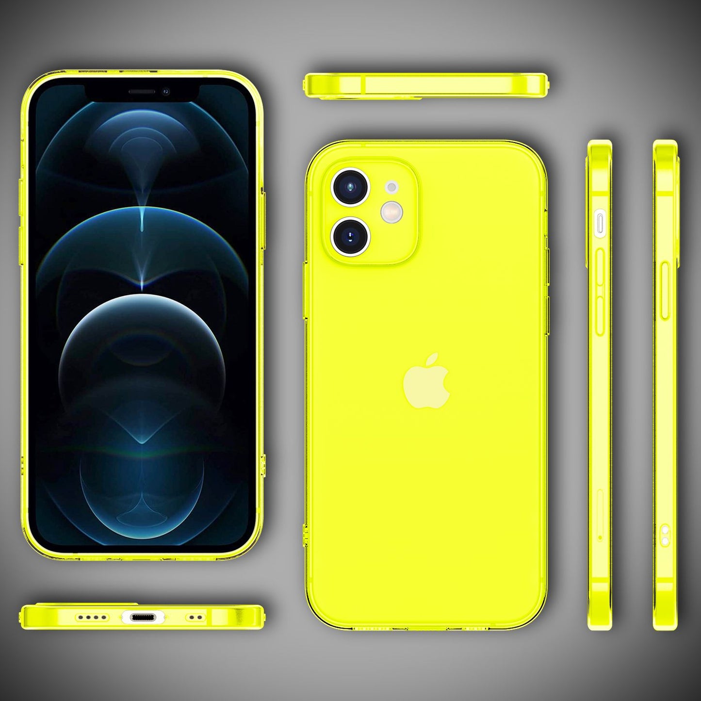 Husă NALIA Clear Neon Silicone - Compatibilă cu iPhone 12 Mini; Material: Silicon; Culoare: Transparent Neon