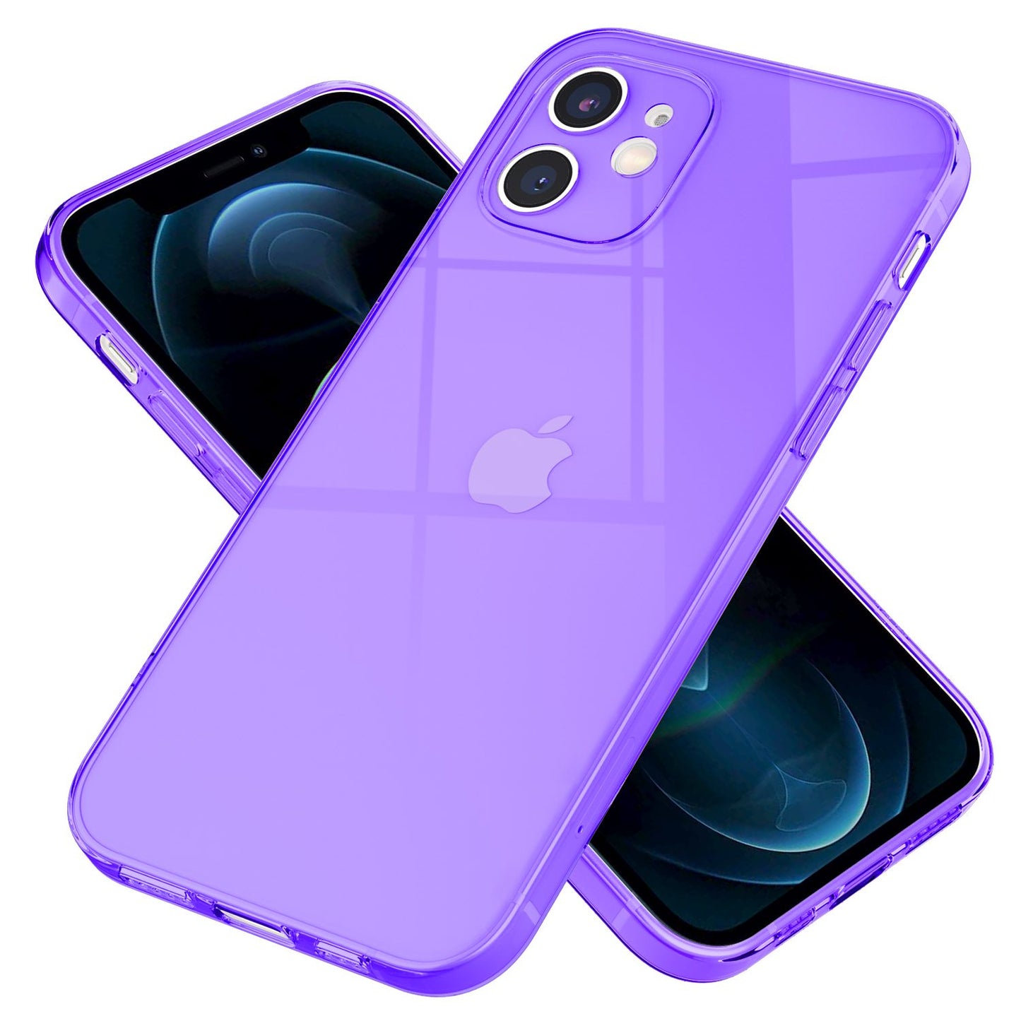 NALIA Husă de telefon transparentă neon - Husă din silicon neon pentru iPhone 12, transparentă, culori vibrante, subțire