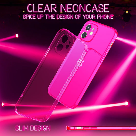 NALIA Klare Neon Handy Hülle - Neon Silikon Case Für iPhone 12, Transparent, Leuchtende Farben, Dünn